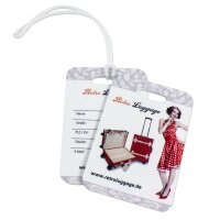 Kofferanhänger, Größe 44 x 88 mm, beidseitig bedruckbar, Farbe Weiß-glänzend